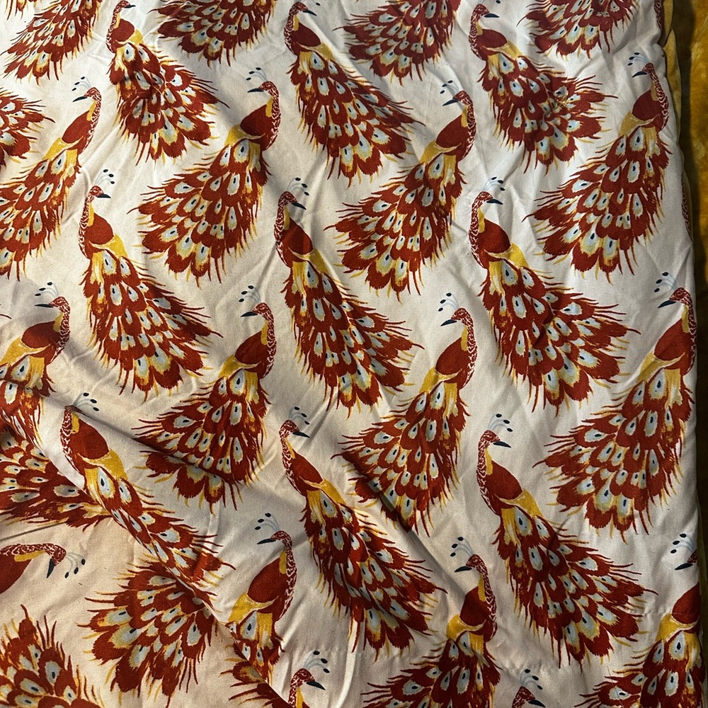 Opalhouse Red and Yellow Peacock Print Cotton Comforter Cover